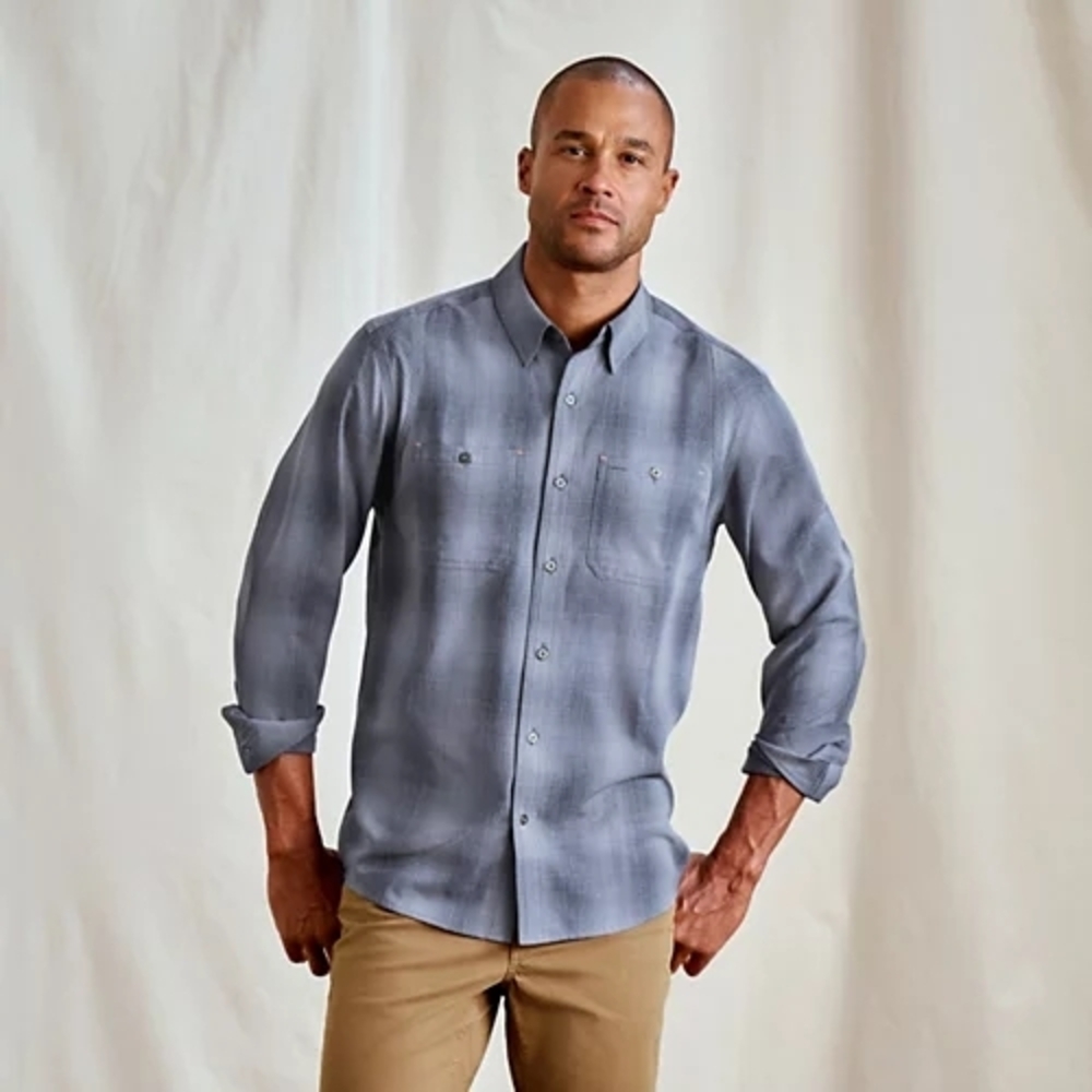 NWT Mens Orvis Texh Chambray Long Sleeve Shirt - Blue Haze
